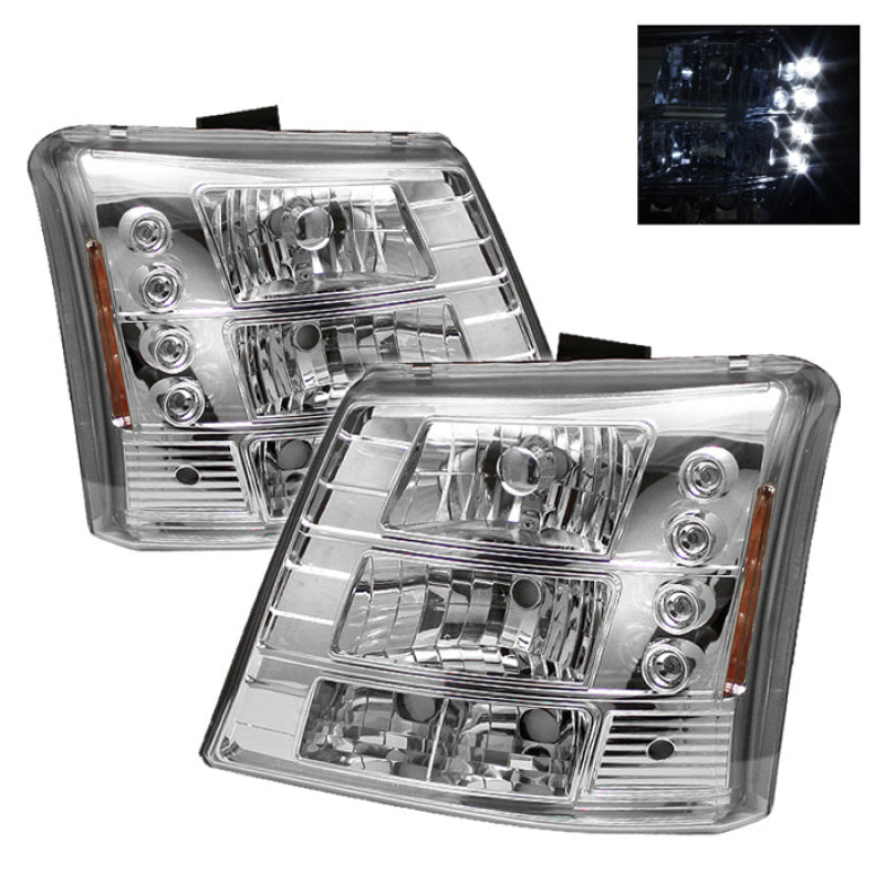 Spyder Chevy Silverado 1500 03-061PC W/ Bumper Lights Crystal Headlights Chrm HD-YD-CS03-1PC-AM-C