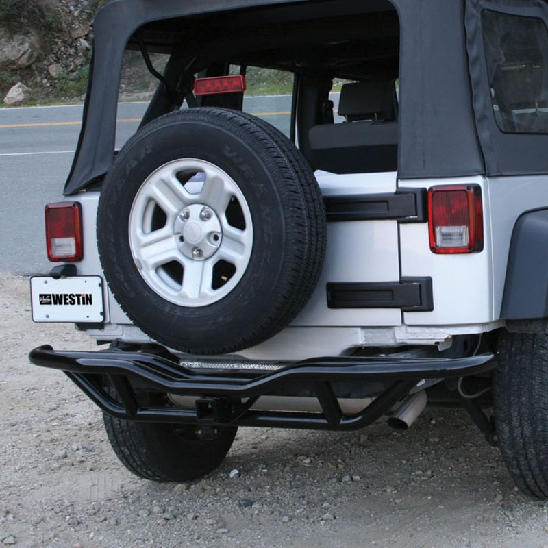 Westin 2007-2015 Jeep Wrangler 2dr & 4dr w/o Factory Hitch Trailblazer Rear Bumper - Black Wrinkle