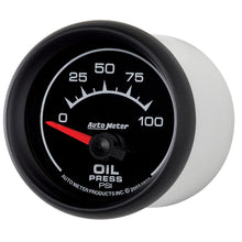 Laden Sie das Bild in den Galerie-Viewer, Autometer ES 52mm 100 PSI Short Sweep Electric Oil Pressure Gauge