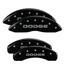 Cargar imagen en el visor de la galería, MGP 4 Caliper Covers Engraved Front &amp; Rear Broken D/Dodge Black finish silver ch