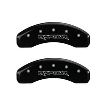 Cargar imagen en el visor de la galería, MGP 4 Caliper Covers Engraved Front &amp; Rear Raptor Black finish silver ch