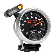 Laden Sie das Bild in den Galerie-Viewer, Autometer GM Red Bowtie Black 3-3/4in 0-10000 RPM Pedestal Mount Tachometer Quick-Lite