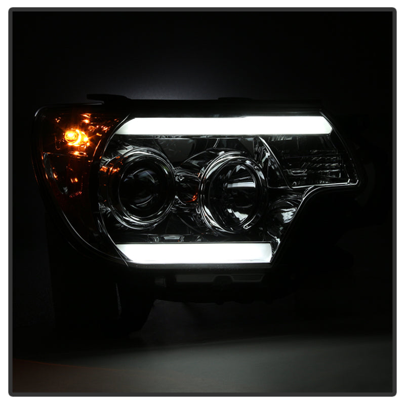 Spyder Toyota Tacoma 12-16 Projector Headlights Light Bar DRL Smoke PRO-YD-TT12-LBDRL-SM