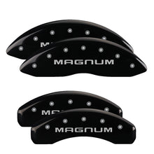 Load image into Gallery viewer, MGP 4 Caliper Covers Engraved Front &amp; Rear Magnum Black finish silver ch