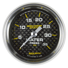 Laden Sie das Bild in den Galerie-Viewer, Autometer Marine Carbon Fiber 2-1/16in 35 PSI Mechanical Water Pressure Gauge