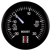 Carica l&#39;immagine nel visualizzatore di Gallery, Autometer 52mm Stack Instruments -30INHG to +30PSI Mechanical Boost Gauge - Black