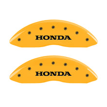 Cargar imagen en el visor de la galería, MGP 4 Caliper Covers Engraved Front &amp; Rear Honda Yellow Finish Black Char 2009 Honda Ridgeline