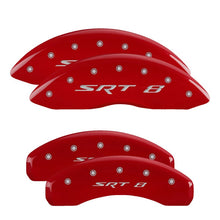 Cargar imagen en el visor de la galería, MGP 4 Caliper Covers Engraved Front &amp; Rear SRT8 Red finish silver ch