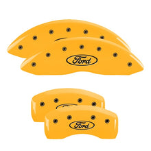 गैलरी व्यूवर में इमेज लोड करें, MGP 4 Caliper Covers Engraved Front &amp; Rear Oval Logo/Ford Yellow Finish Black Char 2004 Ford Falcon