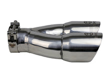 Cargar imagen en el visor de la galería, aFe Takeda 2.5in 304 Stainless Steel Clamp-on Exhaust Tip 2.5in Inlet 3in Dual Outlet - Polished