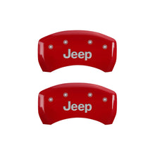 गैलरी व्यूवर में इमेज लोड करें, MGP 4 Caliper Covers Engraved Front &amp; Rear JEEP Red finish silver ch