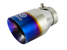 Laden Sie das Bild in den Galerie-Viewer, aFe Takeda 304 Stainless Steel Clamp-On Exhaust Tip 2.5in Inlet / 4in Outlet - Blue Flame