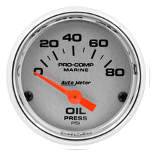 Laden Sie das Bild in den Galerie-Viewer, Autometer Marine Chrome Ultra-Lite 2-1/16in 80PSI Electric Oil Pressure Gauge