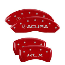 Laden Sie das Bild in den Galerie-Viewer, MGP 4 Caliper Covers Engraved Front Acura Engraved Rear RLX Red finish silver ch