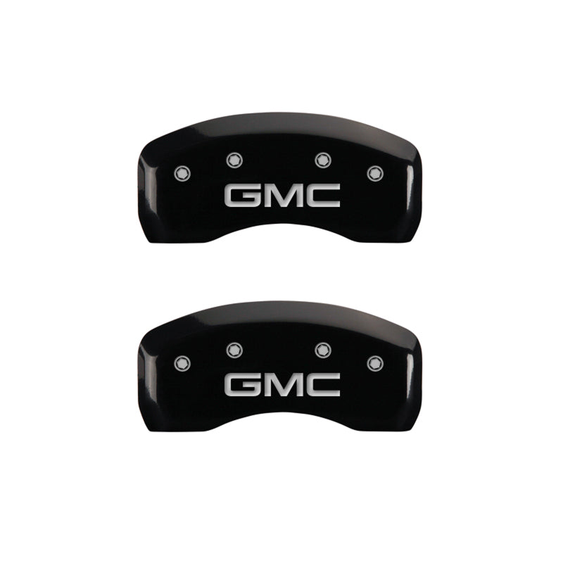 MGP 4 Caliper Covers Engraved Front & Rear GMC Black finish silver ch