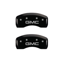 Load image into Gallery viewer, MGP 4 Caliper Covers Engraved Front &amp; Rear GMC Black finish silver ch