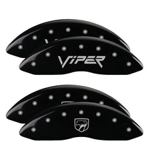 Laden Sie das Bild in den Galerie-Viewer, MGP 4 Caliper Covers Engraved Front Gen 2/Viper Engraved Rear Gen 2/Snake Black finish silver ch