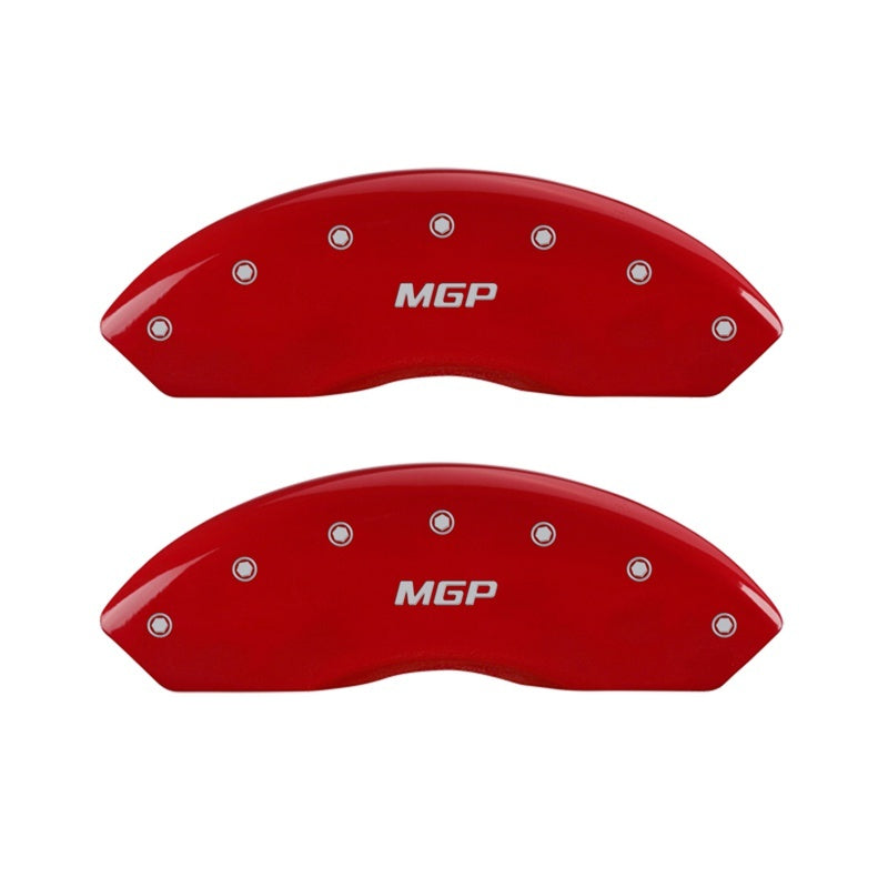 MGP Front set 2 Caliper Covers Engraved Front MGP Red finish silver ch