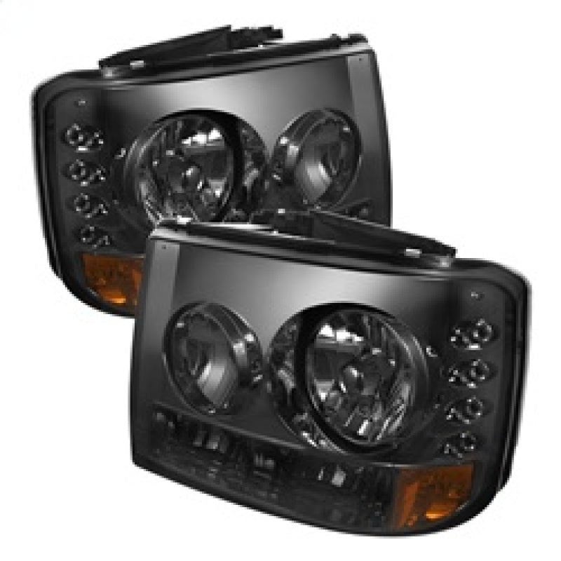 Spyder Chevy Silverado 1500/ 1PC W/ Bumper Lights LED Crystal Headlights Smoke HD-YD-CS99-1PC-AM-SM