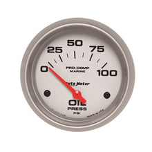 Laden Sie das Bild in den Galerie-Viewer, Autometer Marine Silver Ultra-Lite 2-5/8in 100PSI Electric Oil Pressure Gauge