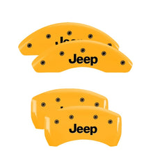 Carica l&#39;immagine nel visualizzatore di Gallery, MGP 4 Caliper Covers Engraved Front &amp; Rear JEEP Yellow finish black ch