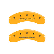 Cargar imagen en el visor de la galería, MGP 4 Caliper Covers Engraved Front &amp; Rear Avalanche Yellow finish black ch