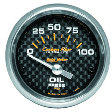 Laden Sie das Bild in den Galerie-Viewer, Autometer Carbon Fiber 52mm 100 PSI Electronic Oil Pressure Gauge