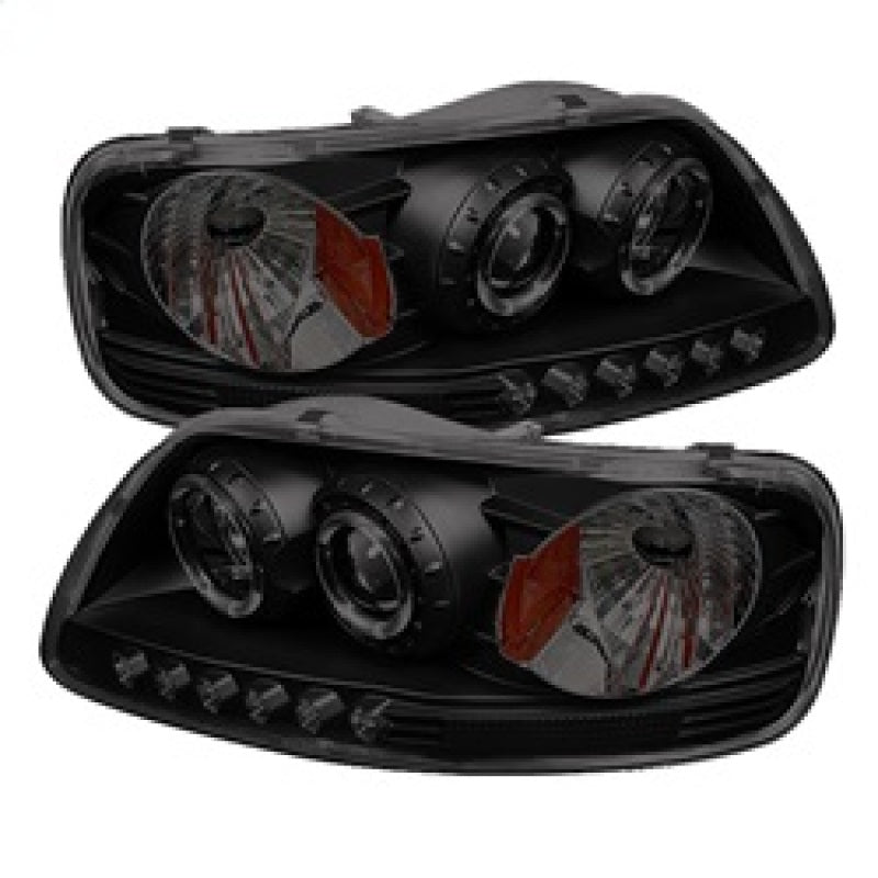 Spyder Ford F150 97-03 Projector - LED Halo Amber Reflctr LED Blk Smke PRO-YD-FF15097-1P-AM-BSM