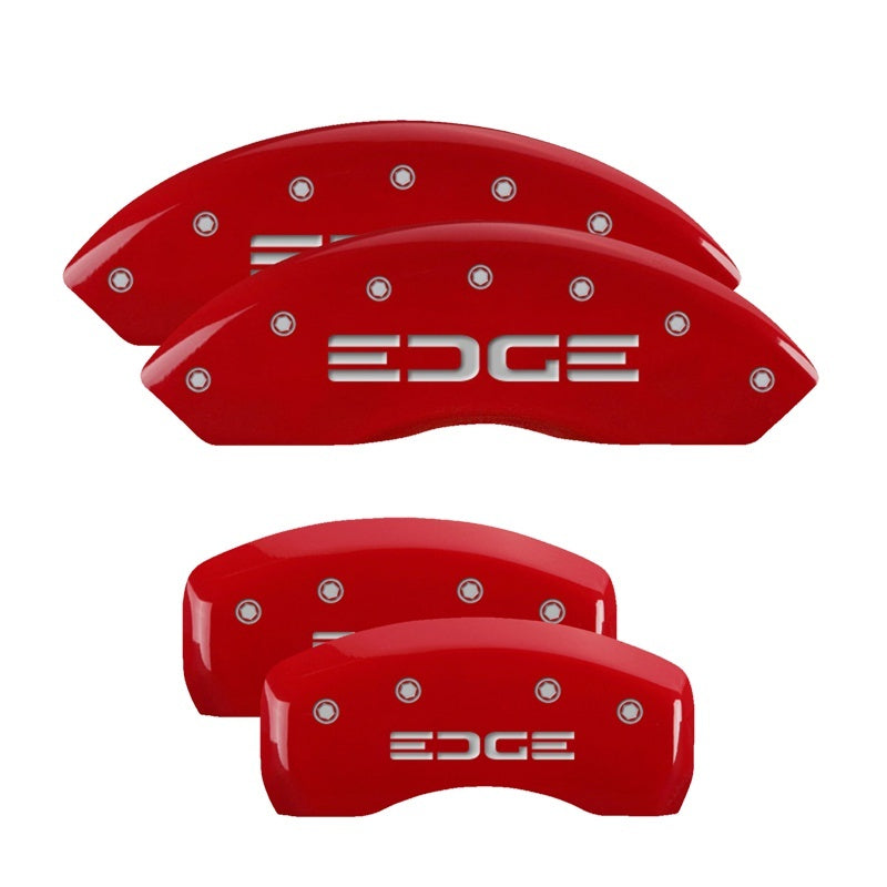 MGP 4 Caliper Covers Engraved Front & Rear Edge Red finish silver ch