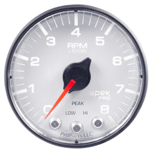 Carica l&#39;immagine nel visualizzatore di Gallery, Autometer Spek-Pro Gauge Tach 2 1/16in 8K Rpm W/ Shift Light &amp; Peak Mem Wht/Blk