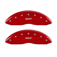 Load image into Gallery viewer, MGP 4 Caliper Covers Engraved Front &amp; Rear Oval logo/Ford Red finish silver ch