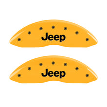 गैलरी व्यूवर में इमेज लोड करें, MGP 4 Caliper Covers Engraved Front &amp; Rear JEEP Yellow finish black ch