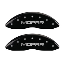 गैलरी व्यूवर में इमेज लोड करें, MGP Front set 2 Caliper Covers Engraved Front MOPAR Black finish silver ch