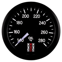 Charger l&#39;image dans la galerie, Autometer Stack 52mm 140-280 Deg F 1/8in NPTF Male Pro Stepper Motor Oil Temp Gauge - Black