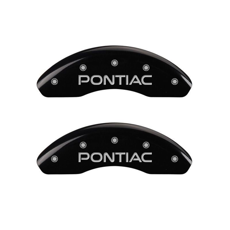 MGP 4 Caliper Covers Engraved Front & Rear Pontiac Black finish silver ch