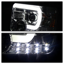 Load image into Gallery viewer, Spyder GMC Sierra 14-16 Projector Headlights Light Bar DRL Chrome PRO-YD-GS14-LBDRL-C