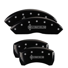 Cargar imagen en el visor de la galería, MGP 4 Caliper Covers Engraved Front &amp; Rear Lincoln Black finish silver ch