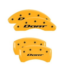 Load image into Gallery viewer, MGP 4 Caliper Covers Engraved Front &amp; Rear With out stripes/Dart Yellow finish black ch