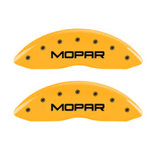 Laden Sie das Bild in den Galerie-Viewer, MGP Front set 2 Caliper Covers Engraved Front MOPAR Yellow finish black ch