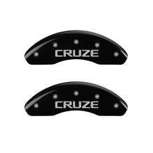 Laden Sie das Bild in den Galerie-Viewer, MGP Front set 2 Caliper Covers Engraved Front Cruze Black finish silver ch