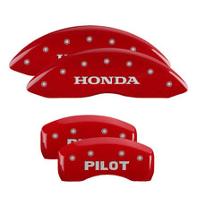 Load image into Gallery viewer, MGP 4 Caliper Covers Engraved Front &amp; Rear Honda Red finish silver ch