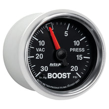 Laden Sie das Bild in den Galerie-Viewer, Autometer GS 52mm 30 in Hg/20 psi Mechanical Vacuum/Boost Gauge