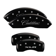 Cargar imagen en el visor de la galería, MGP 4 Caliper Covers Engraved Front Cursive/Cadillac Engraved Rear XLR Black finish silver ch