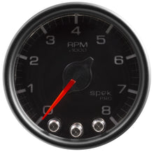 Carica l&#39;immagine nel visualizzatore di Gallery, Autometer Spek-Pro Gauge Tach 2 1/16in 8K Rpm W/ Shift Light &amp; Peak Mem Blk/Blk