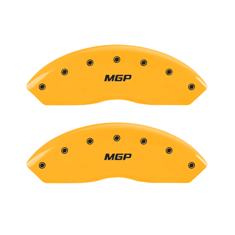 MGP 4 Caliper Covers Engraved Front & Rear MGP Yellow Finish Black Char 2001 Ford Mustang