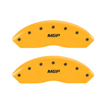 Cargar imagen en el visor de la galería, MGP 4 Caliper Covers Engraved Front &amp; Rear MGP Yellow Finish Black Char 2001 Ford Mustang