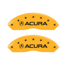 Load image into Gallery viewer, MGP 4 Caliper Covers Engraved Front &amp; Rear Acura Yellow finish black ch