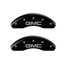 Carica l&#39;immagine nel visualizzatore di Gallery, MGP 4 Caliper Covers Engraved Front &amp; Rear GMC Black finish silver ch