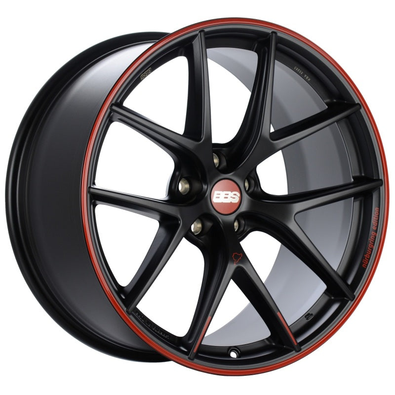 BBS CI-R 19x8.5 5x112 ET32 Satin Black Red Center Cap Red Rim Protector Wheel PFS/Clip Req