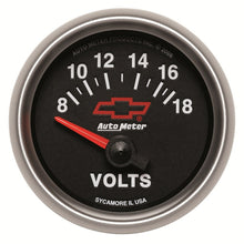 गैलरी व्यूवर में इमेज लोड करें, Autometer GM Bowtie Black 2-1/16 Voltmeter 8-18V